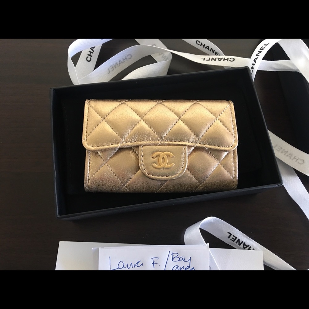 KEEPING 💕20P Gold Chanel Classic Flap Cardholder w/GHW